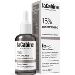 Зволожувальна крем-сироватка проти пігментних плям та недосконалостей шкіри з ніацинамідом 15% LaCabine 15% Niacinamide 2 in 1, 30 мл